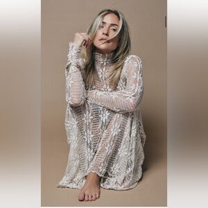 Ulla Johnson White Lace Long Sleeve Dress